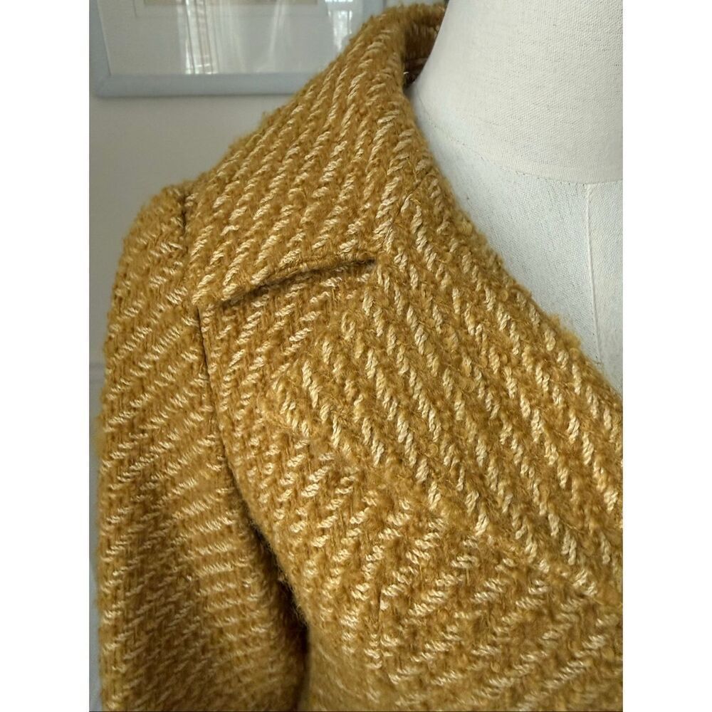 Vintage 60s Franklin Simon New York Mustard Gold Side Button Coat S M - Picture 5 of 13